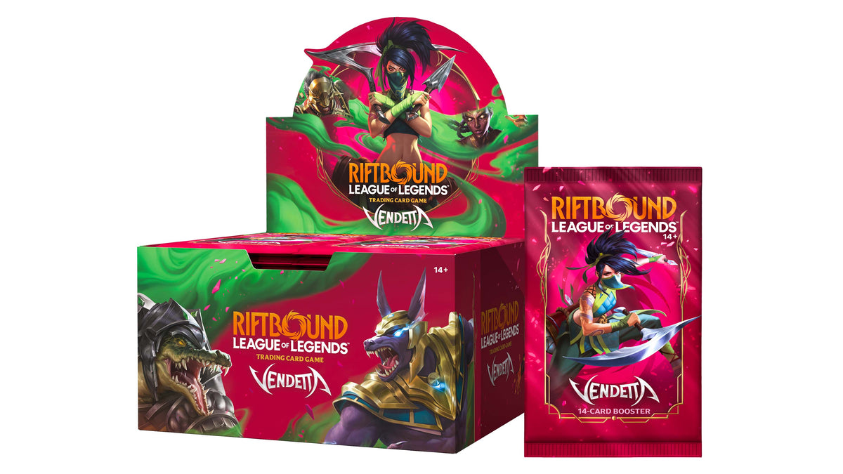 Riftbound Set Four Vendetta booster display and pack (English)